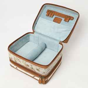 Natural Cowhide Genuine Leather Women's Vanity Case <b>Security</b> Travel <b>Box</b>-Bohemian Style Eco-Friendly Autumn Tassel Zipper Flowers - Product Image 2