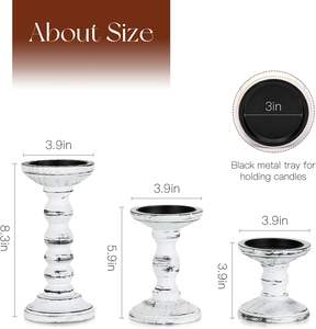 Portavelas de Madera Hechos a Mano |   Juego de Portavelas de Pilar Vintage |   Decoración Rústica para el Hogar - Product Image 4