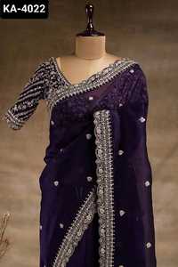 Dernières femmes portent fantaisie nouvelle tendance indienne Boutique Export Vichitra soie broderie avec chemisier Sari dernière exclusivité Saree - Product Image 3