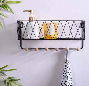 Meilleure vente d'étagère murale décorative pour la décoration intérieure de forme hexagonale et revêtement en poudre noire - Product Image 6