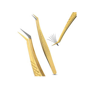 Pince à cils en vrac de marque privée en acier inoxydable antistatique avec embouts droits et incurvés Option d'étiquette personnalisée - Product Image 1