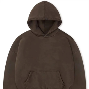Wholesale Cheap Prize Solid <b>Brown</b> Color Men's Hoodies 100% Cotton Fabric Drop Shoulder Pullover Loose Fit Hoodies For Unisex - Product Image 3