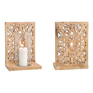 เชิงเทียนฐานทำจากไม้มะม่วงพร้อมหลุมแก้วสำหรับตกแต่งเทศกาลอีสเตอร์และคริสต์มาสขนาด11X12X11เซนติเมตร - Product Image 4