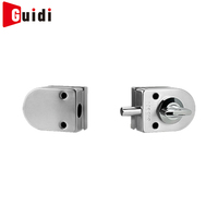Cerradura Moderna de Acero Inoxidable sin Perforación para Puerta de Doble Vidrio con Pomo Interruptor y Pestillo Deslizante, Instalación con Tornillos