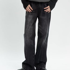 กางเกงผ้ายีนส์ฟอกสีวินเทจของผู้ชายกางเกงขากว้างทรงหลวมแบบเรียบง่ายผลิตตามสั่งสไตล์ลำลองขนาดใหญ่พิเศษ - Product Image 3