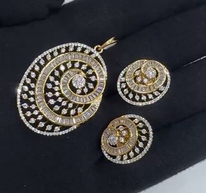Designer High Quality <b>Gold</b> Plated CZ Stones Look Necklace <b>Set</b> With <b>Earrings</b> For Wedding Party Wear Collection For Women - Product Image 2