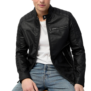 Haute qualité hommes col montant veste d'hiver imperméable coupe-vent en cuir véritable personnalisé avant moto sport tous les jours - Product Image 4