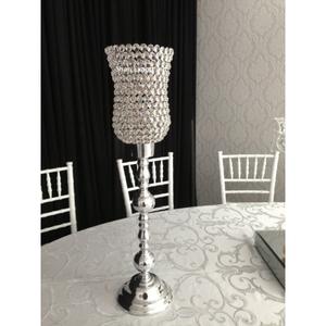 Centres de table bougeoir en cristal ouragans décoratifs de mariage fini argent pour décor de table de fête d'événement - Product Image 1