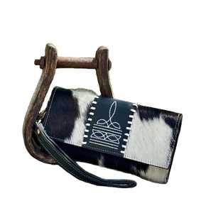 OEM Eco-Friendly Genuine Leather Bohemian Hair-on Clutch Zipper Light Weight Durable Daily <b>Travel</b> <b>Wallet</b> Unisex Made Autumn - Product Image 3