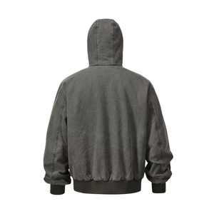 Hot Selling Handsome Style Men's Thick Jackets Plus Size Winter Varsity Men's <b>Garment</b> Washed Full Zip up Jacket - Product Image 6