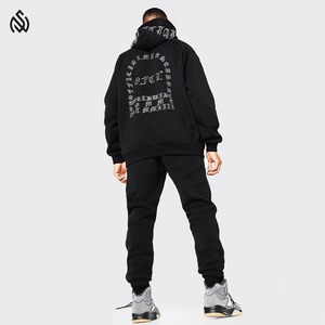 Strass luxe personnalisé Designer hommes à manches longues fermeture éclair complète deux pièces survêtement nouvelle mode Jogging pantalons de survêtement et ensemble à capuche - Product Image 2