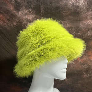 Chapeau bob en fausse fourrure pour femme SIDDIQUI HOSINEX 2024, uni, laminé, décontracté, en peluche, sans couture, teint, chaud pour l'hiver, avec nœud, déchiré - Product Image 4
