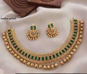 ÚLTIMO CONJUNTO DE JOYERÍA DEL TEMPLO DEL SUR DE LA INDIA TRADICIONAL Y DE MODA ANTIGUA Y CONJUNTO DE COLLAR DEL SUR DE COBRE PARA MUJERES NAD GIRLS - Product Image 2