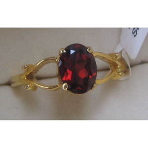 Everyday Wear Dainty <b>Gold</b> <b>Ring</b> with Oval Cut Garnet 10k Yellow <b>Gold</b> 14k Metal Purity Geometric Pattern <b>Set</b> Platinum <b>Gold</b> Plated - Product Image 1