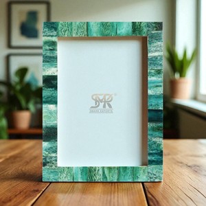 Green Bone Inlay Handmade <b>Photo</b> <b>Frame</b> with Flexi Glass Customizable Sizes Tabletop & Wall Display - Product Image 4