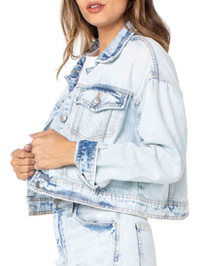 Nouvel arrivage de vestes en denim brut lavé pour femmes Streetwear respirant d'hiver avec remplissage en coton Service OEM - Product Image 4