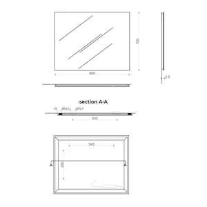 Espejo de Baño LED de 90x70cm, Resistente al Agua, con Marco de Aluminio, Diseño Minimalista, para Montar en la Pared - Product Image 6