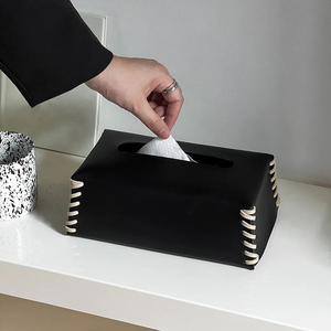 Organisateur de papier multifonctionnel pour voiture Boîte à mouchoirs en cuir Pu de couleur unie en vente maintenant - Product Image 3