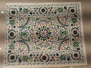 100% coton vert émeraude paon jeter couvre-lit couverture de Table main Aari brodé Kantha cousu feuille de couleur vive - Product Image 5