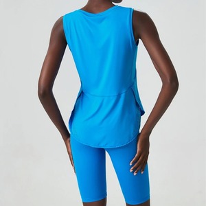 ชุดออกกำลังกายผ้านุ่มสองชิ้นสำหรับผู้หญิงชุดออกกำลังกายสำหรับวิ่งออกกำลังกายแห้งเร็วระบายอากาศได้ดีสีพื้นสำหรับฤดูร้อน - Product Image 4