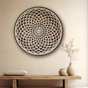 Art mural en mosaïque circulaire de qualité supérieure 32 x 32 pouces 36 x 36 pouces Décoration intérieure unique avec un design encadré pour les patios Accents muraux - Product Image 3