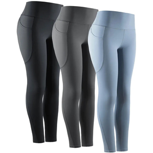 Leggings de yoga tricotés unis pour femmes, taille haute, épais, respirants, pour la gym et la course, livraison mondiale, directement de l'usine, faible MOQ - Product Image 4
