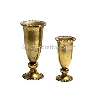 Juego de 2 Cuencos Decorativos de Aluminio Hechos a Mano con Acabado Dorado para Centros de Mesa, Exhibición de Flores y Decoración del Hogar - Product Image 5