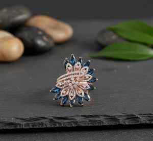 แหวนเงินแท้ 925 ประดับเพชรโมอิสซาไนต์สีน้ำเงิน ดีไซน์ทันสมัย ขายดีที่สุด - Product Image 3