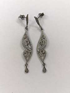 Pave Zircon Papillon Boucles D'oreilles En Laiton Argent Bijoux Faits À La Main Cadeau D'anniversaire Cadeau D'anniversaire De Mariage Pour Elle - Product Image 3