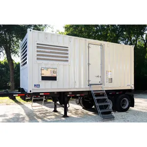 Groupe électrogène diesel industriel triphasé d'occasion de 400 kW, 480 V, sur remorque, pour alimentation de secours commerciale - Product Image 1