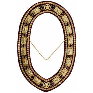 Collar de cadena masónico chapado en oro masónico más vendido Collares de cadena de Regalia masónica con respaldo rojo - Product Image 1