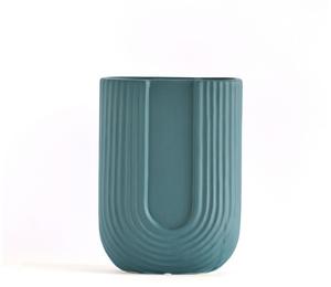 Florero de aluminio fundido de diseño moderno, revestimiento de polvo verde oscuro único para decoración de restaurante en casa, flores no incluidas - Product Image 5