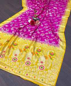 Saree georgette brodé Sari Shari avec chemisier assorti non cousu vêtements indiens et pakistanais pour les looks de festival de mariage - Product Image 2