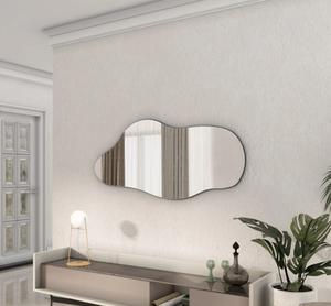 Rregular Modern <b>Mirror</b>, Asymmetric <b>Gold</b> Framed <b>Mirror</b>, Aesthetic Wall <b>Mirror</b> - Product Image 2