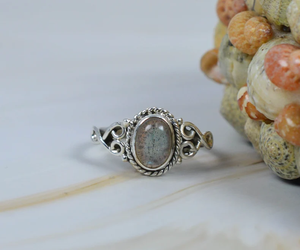 Anillo de diseñador de Plata de Ley 925 con labradorita natural, forma ovalada, piedra lunar negra, piedras preciosas, regalo de Navidad elegante - Product Image 2