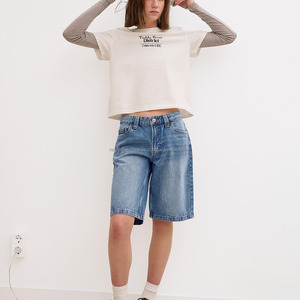 Short en jean décontracté pour femmes Slim Summer Print Logo personnalisé Taille Respirant Lavé Usine Vente en gros - Product Image 1