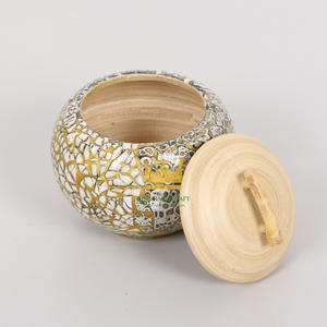 Bol à soupe en bambou naturel à prix bon marché avec décorations rustiques du Ramadan en nacre pour le stockage ou la fête à motif rond Vietnam - Product Image 2