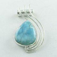 Larimar Edelstein-Anhänger 925 Sterling Silber Trendiger Unisex Indischer Schmuck