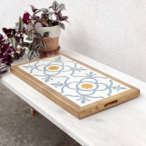 Plateau en bois à imprimé floral multi-usages recyclable fait à la main écologique passe au lave-vaisselle contact alimentaire organisateur ménager sûr - Product Image 1