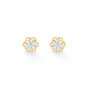 Boucles d'oreilles clous en or 14 carats pour femme, motif Fleur Céleste, saphir et zircon, plaqué or rose ou or blanc, tendance - Product Image 3