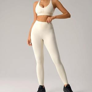 JAC22 K4061 taille haute taille élastique pantalon de Yoga anti-transpiration solide nu course collants de sport femmes hanche-lever Abdominal - Product Image 3