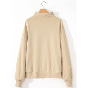 OEM Casual blanco liso bordado sudadera media cremallera polar algodón Sudadera con capucha de gran tamaño señoras Sudadera con capucha para mujer sudadera - Product Image 5