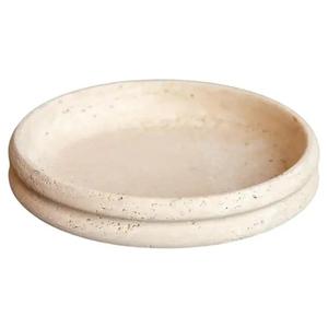 Cuenco decorativo de travertino con diseño de doble borde que ofrece textura natural, estilo moderno y calidad artesanal duradera. - Product Image 3