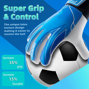 Venta al por mayor de guantes de portero de fútbol profesional de cuero de nailon con protección para los dedos para el entrenamiento de fútbol escena deportiva - Product Image 2