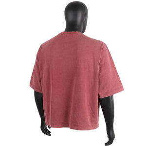 SPORTISH IMPEX <b>Oversized</b> Washed <b>Red</b> Cotton T-<b>Shirt</b> Boxy Cropped Distressed Acid Wash Unisex Tee - Product Image 2