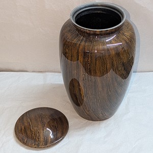 Wooden Textured Adult Cremation Urn for Ashes Elegant Wood Finish Aluminum Urn Funeral <b>Memorial</b> <b>Keepsake</b> Urn Supplier - Product Image 1