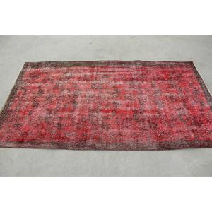 Turkish Rug, 3.6x6.6 ft Accent Rug, <b>Red</b> Abstract <b>Wool</b> Vintage Rug - Product Image 2