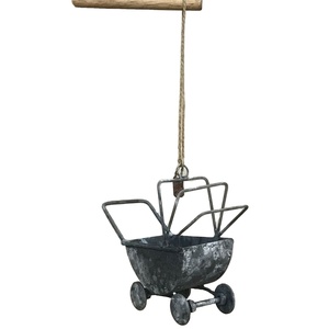 Metal <b>Small</b> Miniature Baby Trolly Christmas Tree Hanging Decoration Antique Rustic With Hanging Rope Trolly - Product Image 1