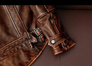 Chaqueta de cuero de vaca real vintage, ropa de abrigo informal cálida y elegante para Otoño e Invierno - Product Image 2