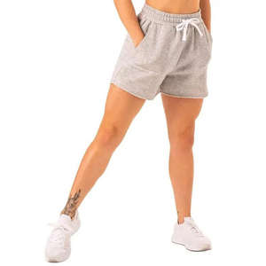 Shorts en molleton mi-taille personnalisés pour femmes, respirants, 100 % coton, service OEM, conception de logo personnalisé, vente en gros, vêtements de sport basiques - Product Image 1